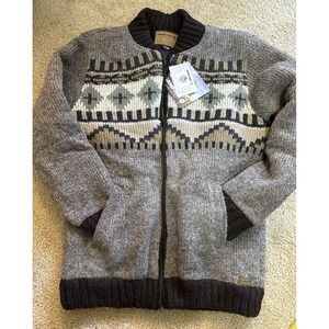 LAUNDROMAT - NEPAL  Brown Tan WOOL Zip Sweater Jacket  Mens M/M. NWT